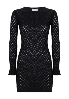 Laneus open-knit V-neck mini dress - Black
