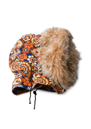 Prada floral-print shearling-lined hood - Orange
