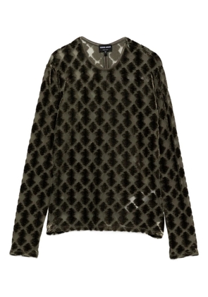Giorgio Armani geometric-pattern velvet t-shirt - Green
