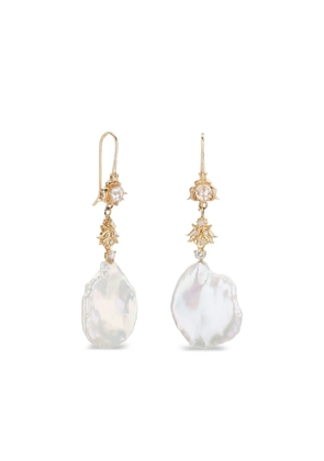 SOFIA ZAKIA 14K yellow gold Boon pearl diamond earrings
