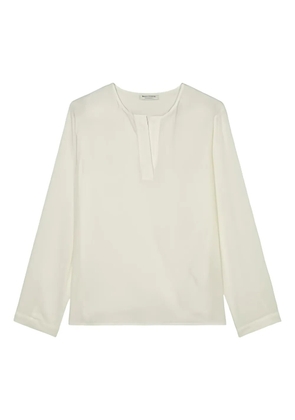 Marc O'Polo pleated collar long-sleeve blouse - White