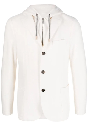 Eleventy hooded single-breasted wool blazer - White