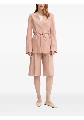 AERON belted pocketed single-breasted coat - Pink