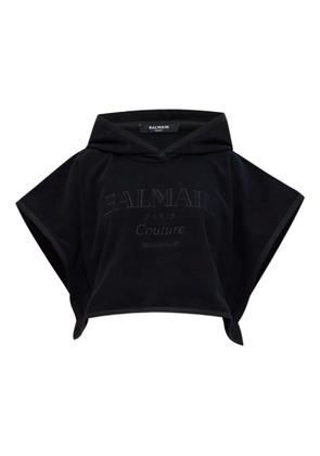 Balmain hooded cotton poncho - Black