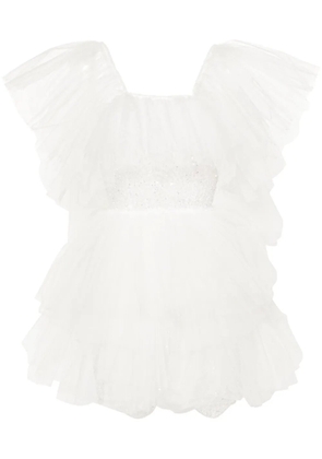 Loulou floral-embroidered tulle minidress - White