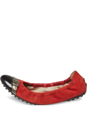 Tod's pre-owned Scrunch ballet flats - Red