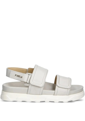 Furla double-strap logo-plaque sandals - Neutrals