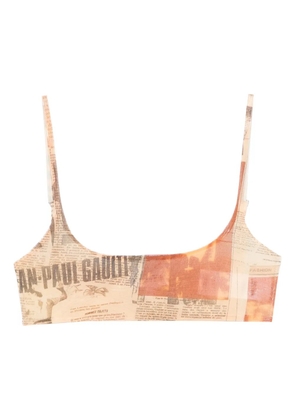 Jean Paul Gaultier newspaper-print top - Neutrals