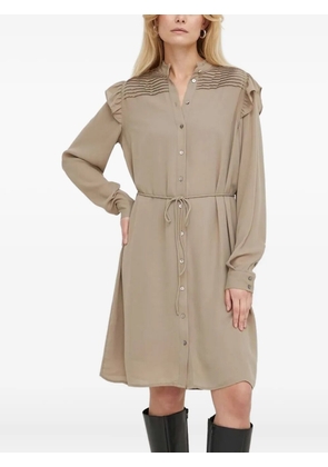 Bruuns Bazaar pleated ruffle midi-dress - Neutrals