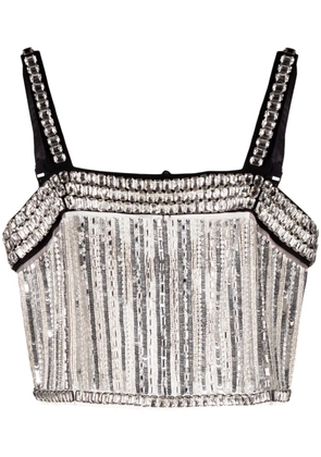 Elisabetta Franchi crystal-embellished cropped tank top - Silver