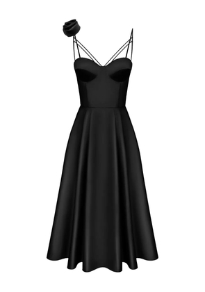 POST MERIDIEM rose-detail corset midi dress - Black