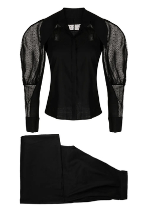 Saiid Kobeisy point d'spirit mesh panelled trousers suit - Black