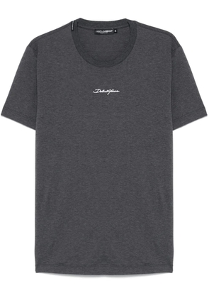 Dolce & Gabbana logo-embroidered cotton T-shirt - Grey