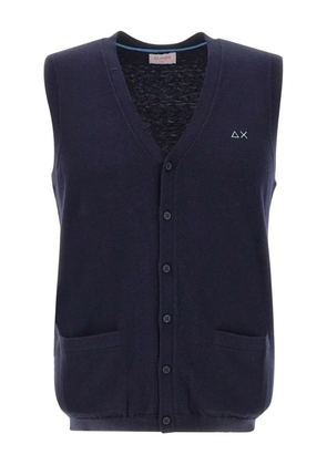 Sun68 embroidered logo V-neck gilet - Blue