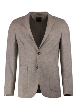 Zegna single-breasted notched-lapel blazer - Brown