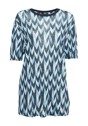 Emporio Armani Pre-Owned zigzag-print linen top - Blue