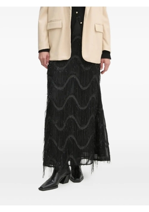 Bruuns Bazaar fringed wave midi skirt - Black