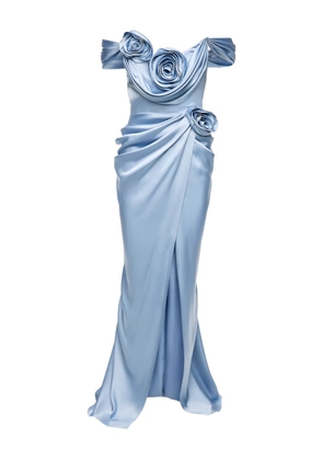 Ana Radu rose-embellished satin maxi dress - Blue