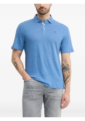 Hackett embroidered-logo linen polo shirt - Blue