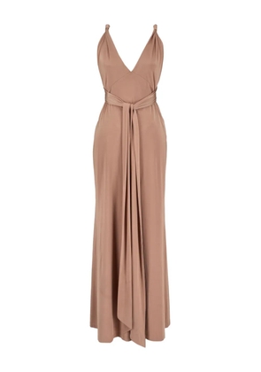 Vintage cross-back V-neck maxi dress - Neutrals