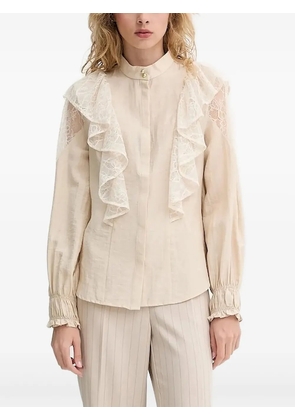 Bruuns Bazaar lace-trimmed ruffled blouse - Neutrals