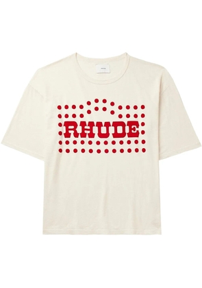 RHUDE Flocked Burnout T-shirt - Neutrals