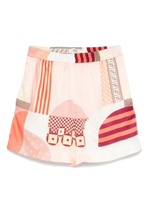FENDI patchwork-print silk shorts - Pink