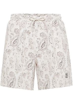 Brunello Cucinelli paisley-print swim shorts - White
