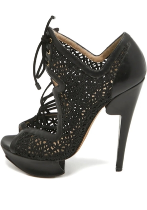 Nicholas Kirkwood 130MM pre-owned lace platform booties - Black