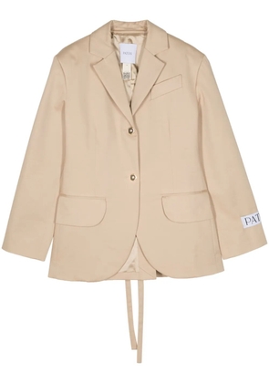 Patou lace-up cotton blazer - Neutrals