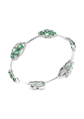 LB Exclusive 18K white gold diamond and emerald bangle - Silver