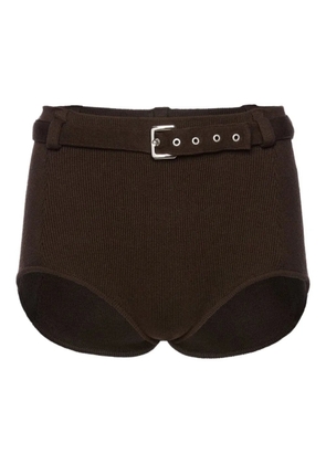 Magda Butrym belted ribbed-knit shorts - Brown