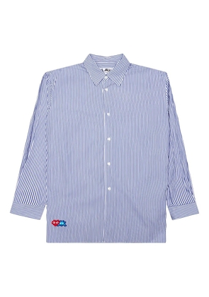Comme Des Garçons Play striped embroidered-detail shirt - Blue