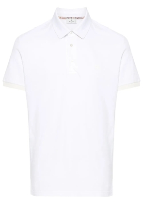 ETRO Pegaso-embroidered cotton polo shirt - White