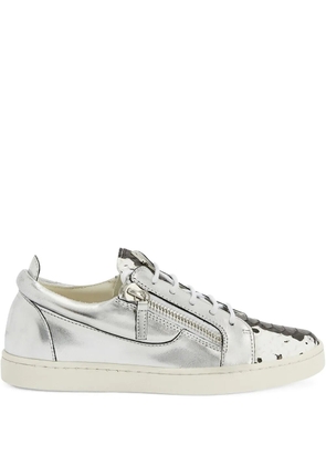 Giuseppe Zanotti Nicki metallic-effect leather zip-detail sneakers - Grey