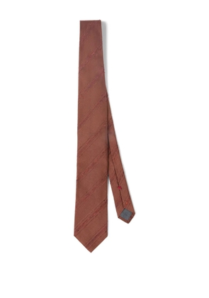 Brunello Cucinelli stripes silk tie - Orange