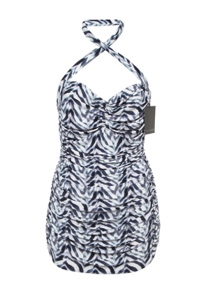 Norma Kamali Vintage Pre-Owned zebra-motif swimsuit - Blue
