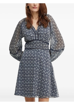 GUESS USA floral-pattern V-neck mini dress - Blue