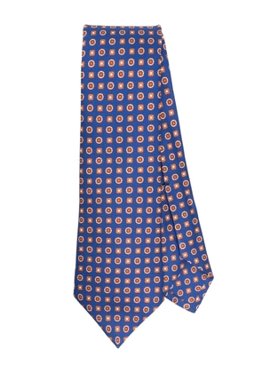Kiton geometric-print silk tie - Blue