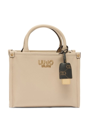 LIU JO small logo charm tote bag - Neutrals