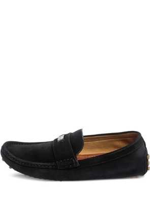 Gucci Pre-Owned logo-plaque suede loafers - Black