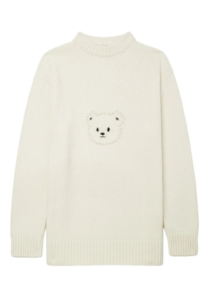 Joshua Sanders bear-embroidered crew-neck sweater - White