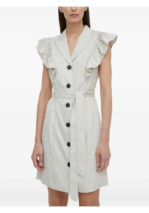 Bruuns Bazaar pinstripe ruffled-shoulder mini dress - Grey