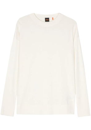 BOSS logo-rubberised fine-knit jumper - Neutrals