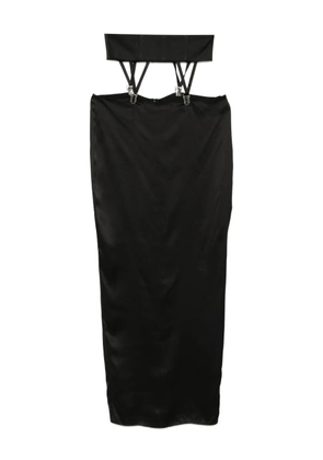 Vestiaire d'un Oiseau Libre suspenders-detail silk midi skirt - Black