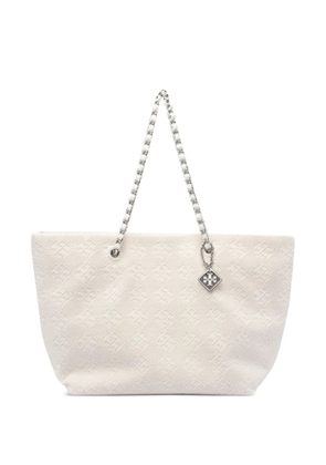 Tory Burch Ella chain-trimmed textured tote bag - White