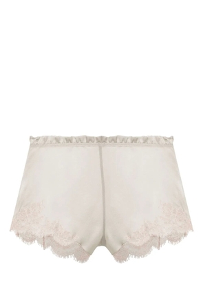 Carine Gilson Calais-Caudry lace-trim silk shorts - Grey