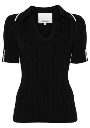3.1 Phillip Lim V-neck ribbed polo shirt - Black