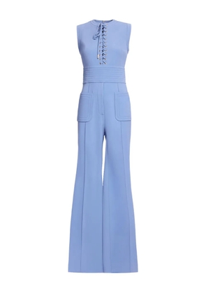 Elie Saab lace-up round-neck jumpsuit - Blue