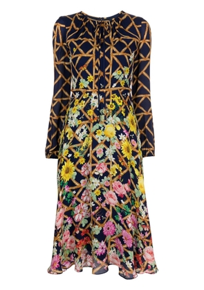 Mary Katrantzou Garland lattice-print georgette dress - Blue